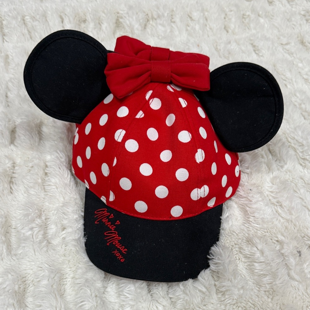 Disney Red  Polka Dot Minnie Mouse Cap with Ears Size Youth From Disney Parks
